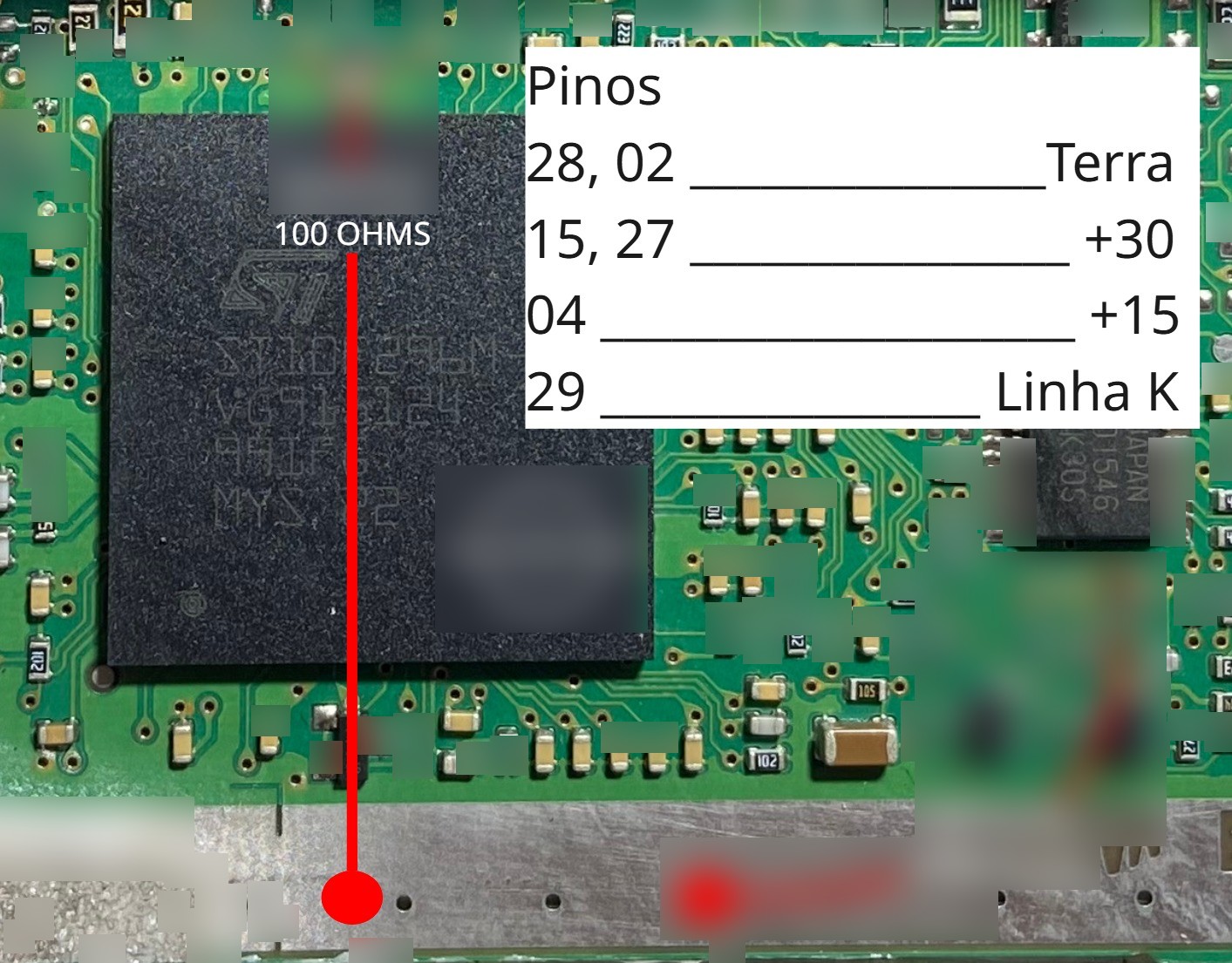 Pinagem boot IAW 4GV — resistores e pinos