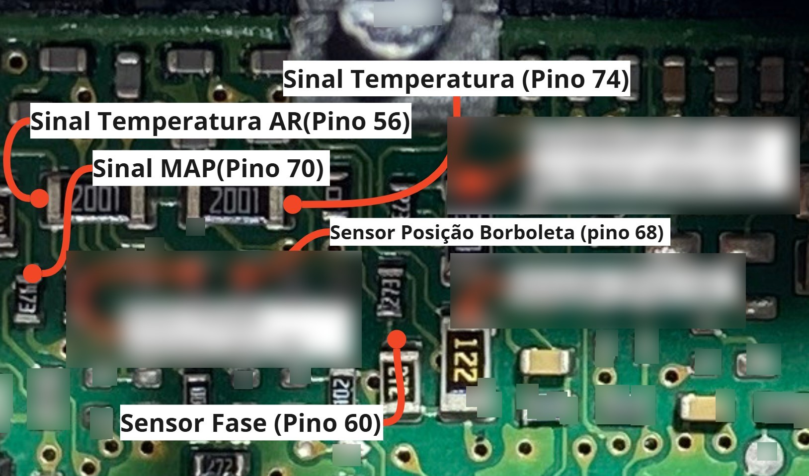 Mapa de sensores IAW 4GV — pinos identificados